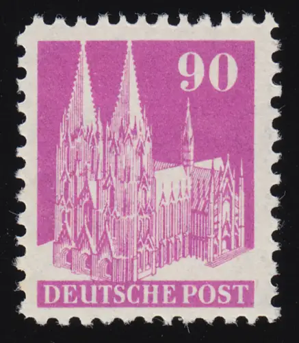 Bizone 96 III WE Bauten 90 Pf., lila, weit **