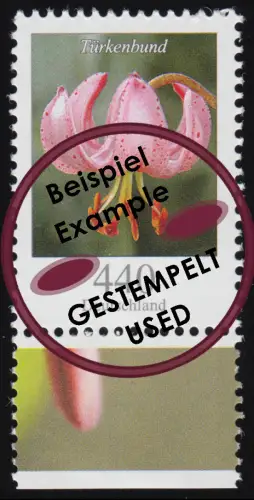 3118 Blume Türkenbund 440 Cent aus Bogen, gestempelt O
