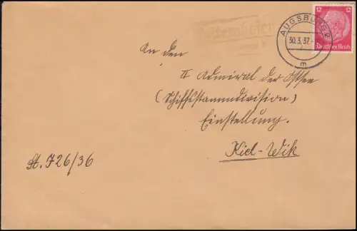 Landpost Reitershofen über Augsburg 30.3.1937