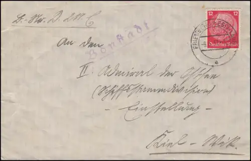 Landpost Bönstadt über Friedberg Land (Hessen), 9.3.1937
