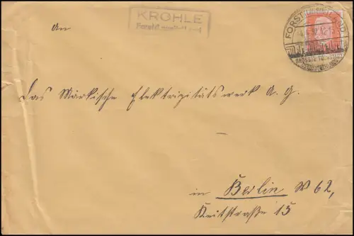 Landpost Krohle Forst (Lausitz) Land 4.4.1932 Größte Tuchstadt Ostdeutschlands