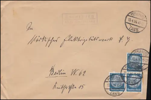 Landpost Kreuzburg über Perleberg Land 13.4.1934