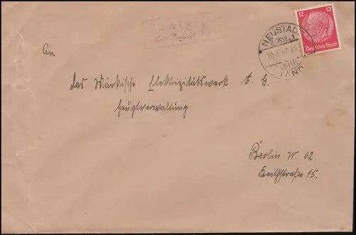 Landpost Raminsgut über Neustadt Dosse Land Bahnhof - 10.1.1938