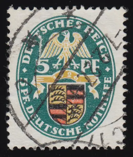 398Y Nothilfe Wappen Württemberg 5+5 Pf, gestempelt O