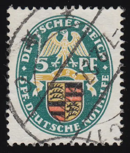 398Y Nothilfe Wappen Württemberg 5+5 Pf, gestempelt O