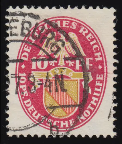399Y Nothilfe Wappen Baden 10+10 Pf, gestempelt O