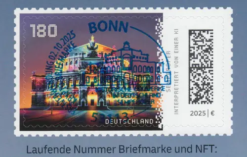 133c Markenheftchen BLAU mit 3931 Semperoper Dresden, EV-O BONN 2.10.2025