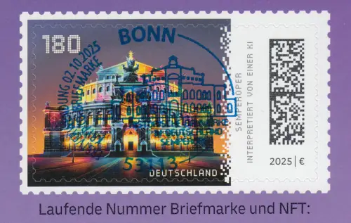 133b Markenheftchen LILA mit 3931 Semperoper Dresden, EV-O BONN 2.10.2025