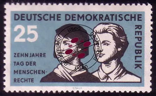 670 Menschenrechte 25 Pf, gestempelt O