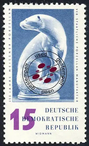 776 Porzellanmanufaktur Fischotter 15 Pf, gestempelt O