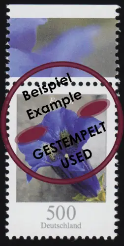 2877 Blumen Enzian 500 Cent aus Bogen, gestempelt O