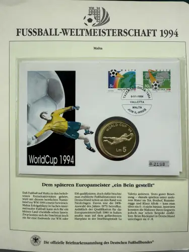 Fußball-WM 1994 USA - Numisbrief Malta, Silber - 38,6 mm