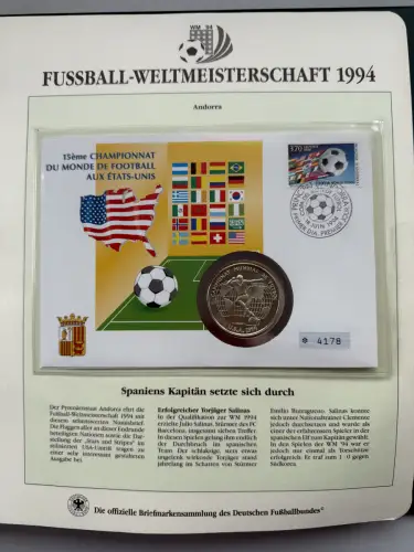 Fußball-WM 1994 USA - Numisbrief Andorra, Silber - 38,6 mm