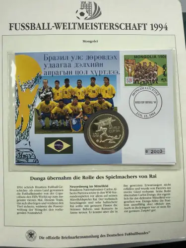 Fußball-WM 1994 USA - Numisbrief Mongolei, Silber 925, 38,6 mm