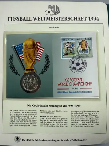 Fußball-WM 1994 USA - Numisbrief Cook-Inseln, Silber, 30 mm