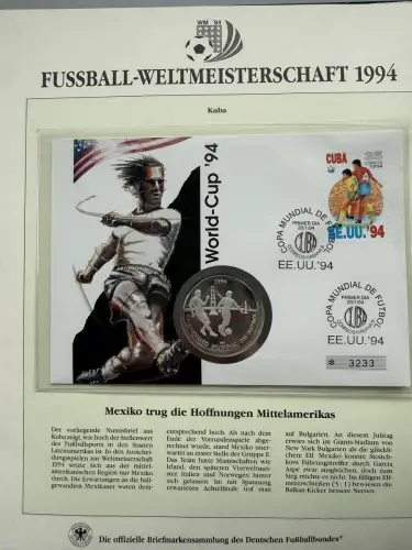 Fußball-WM 1994 USA - Numisbrief Karibik, Silber, 38,6 mm