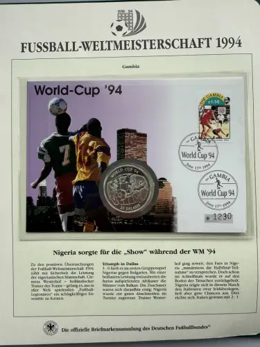 Fußball-WM 1994 USA - Numisbrief Gambia, Silber, 38,6 mm