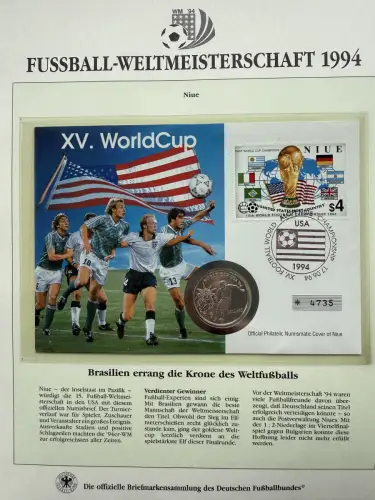 Fußball-WM 1994 USA - Numisbrief Niue, Silber, 30 mm