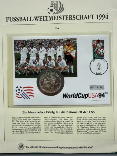 Fußball-WM 1994 USA - Numisbrief Gastgeber USA, Silber, 38,1 mm