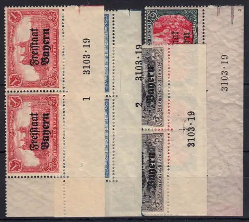 Bayern 148-151 HAN Aufdruck (Eck-)Paare mit Hausauftragsnummern, postfrisch **