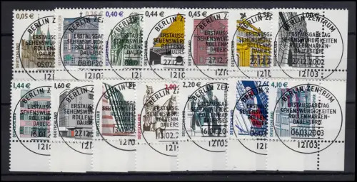 2298 ff SWK 14 Werte mit Euro-Währung komplett, Ecken unten rechts, ESST Berlin