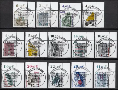 2298 ff SWK 14 Werte mit Euro-Währung komplett, Ecken oben rechts, ESST Berlin