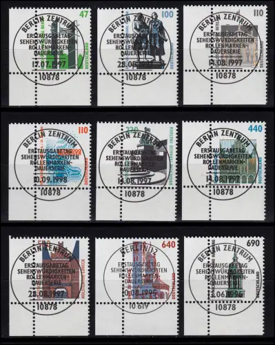 1811 ff SWK 9 DM-Werte aus 10er-Bogen kpl. Ecken unten links, Satz ESST Berlin