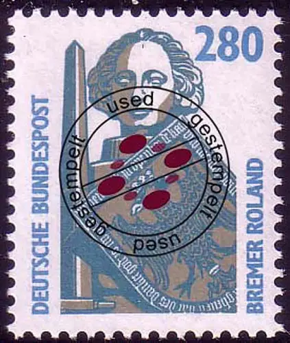 1381 Sehenswürdigkeiten 280 Pf Bremer Roland - Säule, gestempelt O