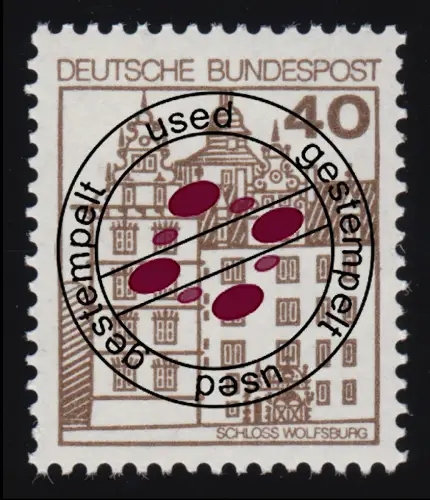 1037 Burgen und Schlösser 40 Pf Wolfsburg, NEUE Fluoreszenz, gestempelt O