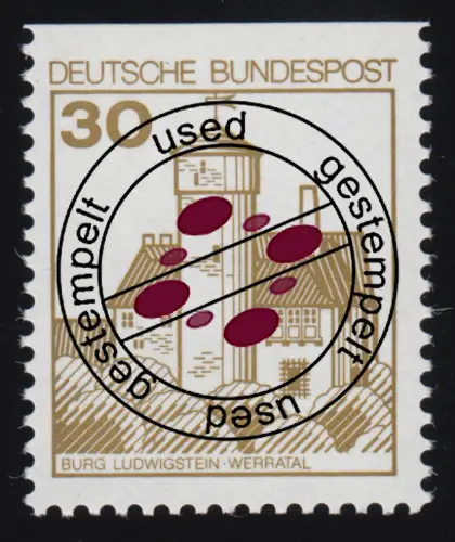 914CII u Burgen und Schlösser 30 Pf Ludwigstein, LETTERSET gestempelt O