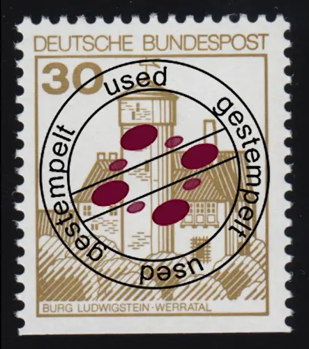 914DII u Burgen und Schlösser 30 Pf Ludwigstein, LETTERSET gestempelt O