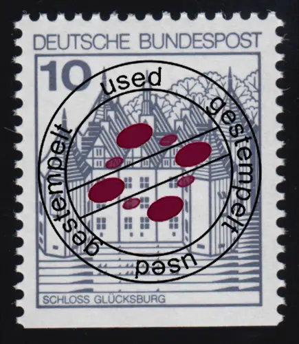 913DII u Burgen und Schlösser 10 Pf Glücksburg, LETTERSET gestempelt O