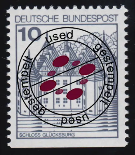 913DII u Burgen und Schlösser 10 Pf Glücksburg, LETTERSET gestempelt O