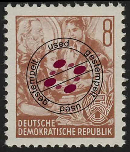 365 XII Fünfjahrplan 8 Pf Wz.2 XII, Offset-Urdruck gestempelt O