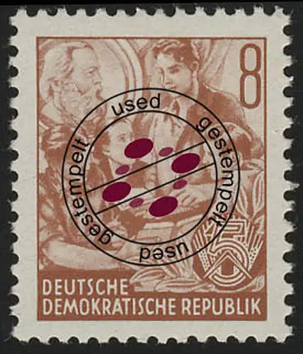 365 XII Fünfjahrplan 8 Pf Wz.2 XII, Offset-Urdruck gestempelt O