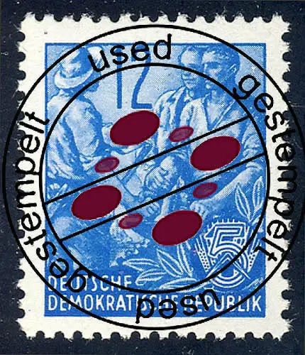 367 XII Fünfjahrplan 12 Pf Wz.2 XII, Offset-Urdruck gestempelt O