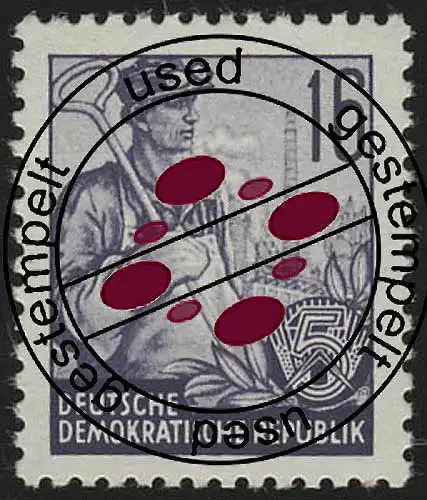 369 XI Fünfjahrplan 16 Pf Wz.2 XI, Offset-Urdruck gestempelt O