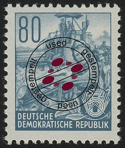 378 XI Fünfjahrplan 80 Pf Wz.2 XI, Offset-Urdruck gestempelt O