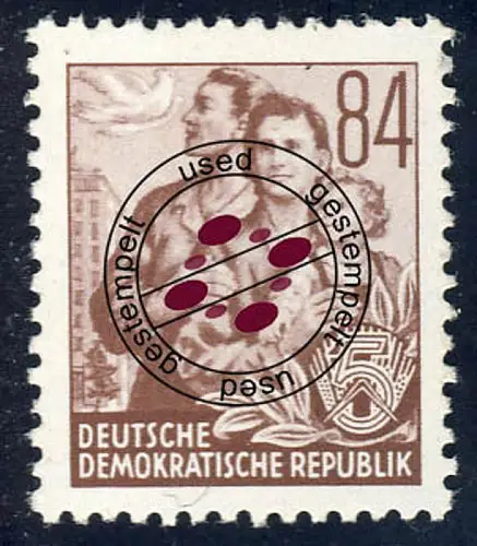 379 Fünfjahrplan 84 Pf, Offset-Urdruck gestempelt O