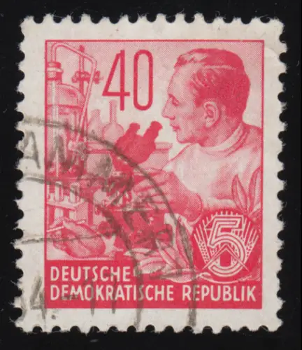 375 XI Fünfjahrplan 40 Pf Wz.2 XI, Offset-Urdruck gestempelt O