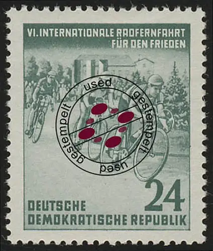 355 YI Radfernfahrt für den Frieden 24 Pf Wz.2 YI O