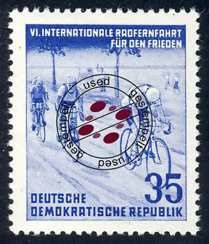 356 Radfernfahrt für den Frieden 35 Pf, gestempelt O