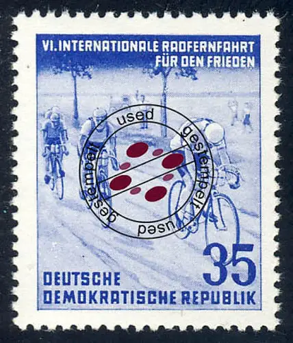 356 Radfernfahrt für den Frieden 35 Pf, gestempelt O