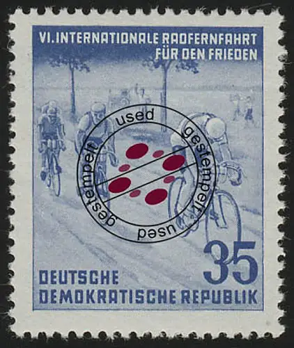 356 YI Radfernfahrt für den Frieden 35 Pf Wz.2 YI O