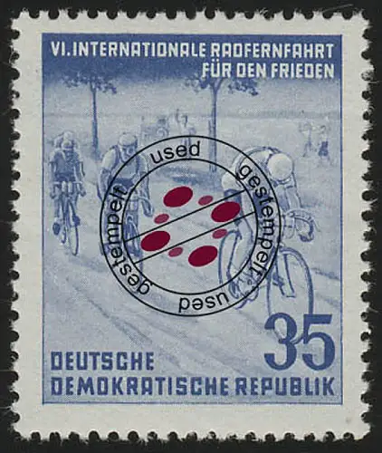 356 YI Radfernfahrt für den Frieden 35 Pf Wz.2 YI O