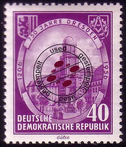 526 Dresden 40 Pf, TH und Sternwarte, gestempelt O
