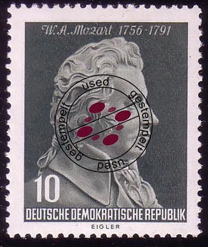 510 Wolfgang Amadeus Mozart 10 Pf, gestempelt O