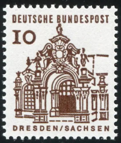 454I Dresden 10 Pf mit PLF I gebrochens Kapitell, Feld 34, postfrisch **