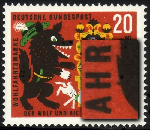 410 Wofa 20 Pf, schwarzer Fleck unter H von WOHL - Feld 11, **