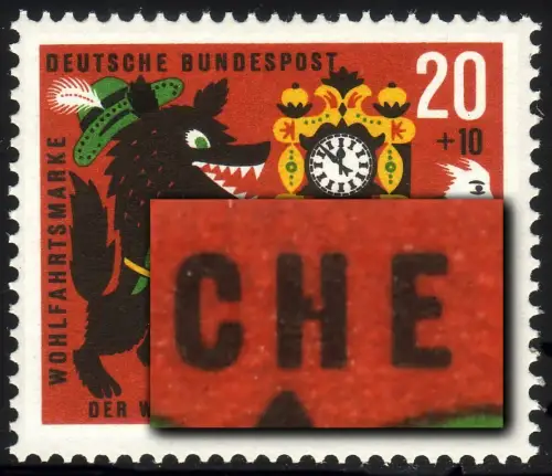 410 Wofa 20 Pf, Kerbe im H von DEUTSCHE, Feld 38, **